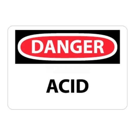 National Marker Co NMC D5P OSHA Sign, Danger Acid, 7in X 10in, White/Red/Black D5P****